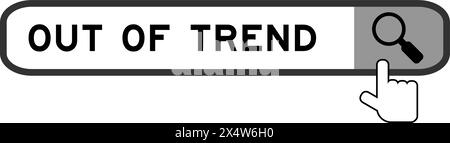 Suchbanner in Wort außerhalb des Trends mit dem Lupensymbol auf weißem Hintergrund Stock Vektor