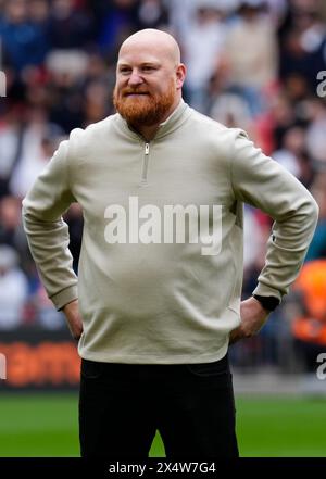 Solihull Moors-Cheftrainer Andy Whing vor dem Play-off-Finale der Vanarama National League im Wembley Stadium, London. Bilddatum: Sonntag, 5. Mai 2024. Stockfoto