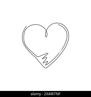 Herzsymbol für einzelne durchgehende Linienzeichnung. Symbol für perfekte Liebe. Valentinstag Schild, Emblem isoliert auf weißem Hintergrund. Flacher STYLE für Grafik und Stock Vektor