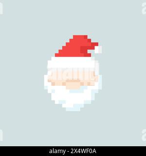 Weihnachtsmann, minimales Symbol im 8-Bit-Stil Stock Vektor