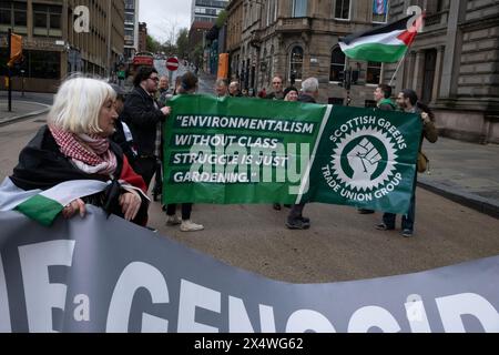 Glasgow, UK, 5. Mai 2024. Am 5. Mai 2024 fand am schottischen Gewerkschaftsrat eine Demonstration politischer Gruppen, Aktivisten und gewerkschaften in Glasgow statt. Foto: Jeremy Suttton-Hibbert/Alamy Live News Stockfoto