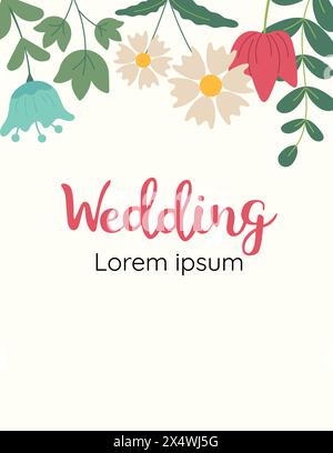 Grußkarte mit Blumen, kann als Einladungskarte für Hochzeit, Geburtstag und andere Feiertage und Frühling oder Sommer Hintergrund verwendet werden. Vektor Stock Vektor