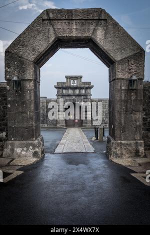 Eintritt zum Dartmoor Prison, Princetown, Devon, Großbritannien Stockfoto