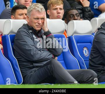 London, Großbritannien. Mai 2024: Chelsea gegen West Ham United – Premier League – Stamford Bridge. West Ham Manager David Moyes. Bildnachweis: Mark Pain / Alamy Live News Stockfoto