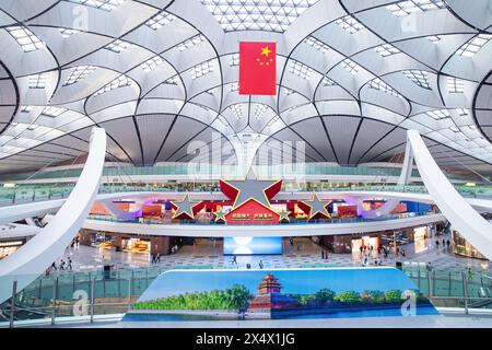 Peking, 14. April 2024: Daxing New International Airport Terminal in Peking, China Stockfoto