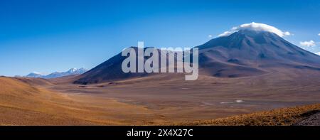 Typische chilenische Altiplano-Landschaft in der Nähe von San Pedro de Atacama, Chile. Stockfoto