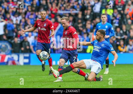 Glasgow, Großbritannien. Mai 2024. Rangers FC spielt Kilmarnock FC im schottischen Premiership-Spiel im Ibrox Stadium, Heimstadion der Rangers, in Glasgow, Schottland. Das Spiel ist für beide Teams wichtig. Wenn die Rangers gewinnen, bleiben sie 3 Punkte hinter Celtic in der Liga, und wenn Kilmarnock gewinnt, kommen sie näher an die Qualifikation für das Spiel in europäischen Wettbewerben. Quelle: Findlay/Alamy Live News Stockfoto