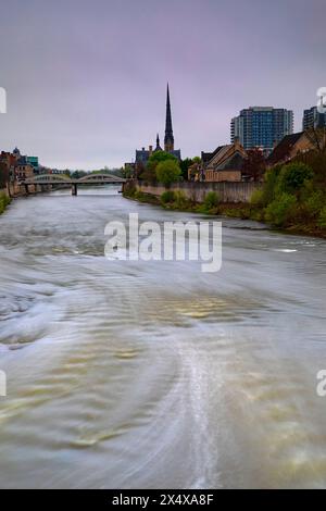 Blick auf die Skyline von Cambridge (galt). Cambridge, Ontario, Kanada Stockfoto