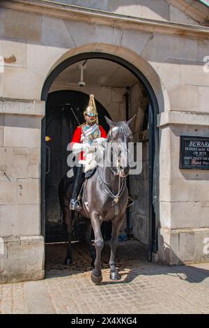 Household Kavallerry Mounted Regiment, Horseguard's Parade, Whitehall, London, Großbritannien Stockfoto