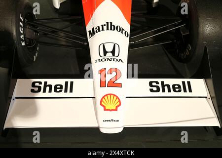 McLaren MP4//4 Honda, Show Car, 1988, aus der Macchiavelli-Halmo-Kollektion, wurde während der Ausstellung „Senna Forever“ am 5. Mai 2024 im Museo Na gezeigt Stockfoto