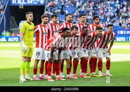 Barcelona, Spanien. Mai 2024. Das Startelf von Sporting Gijon für das Spiel LaLiga 2 zwischen Espanyol und Sporting Gijon im Stage Front Stadium in Barcelona. (Foto: Gonzales Photo/Alamy Live News Stockfoto