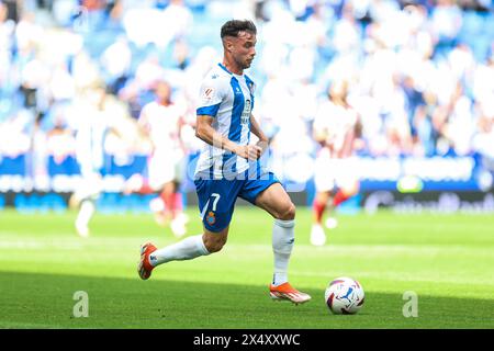 Barcelona, Spanien. Mai 2024. Javi Puado (7) von Espanyol wurde während des Spiels der LaLiga 2 zwischen Espanyol und Sporting Gijon im Stage Front Stadium in Barcelona gesehen. (Foto: Gonzales Photo/Alamy Live News Stockfoto