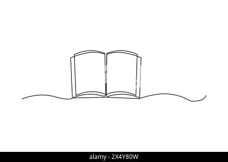 Minimalistischer offener Buchvektor. Einfache Linienzeichnung. Literatur Strichkunst. Konzeptvektor wird gelesen Stock Vektor