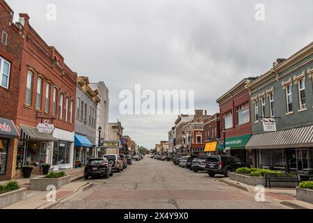 Historisches Downtown Leavenworth KS Kansas Shopping District Stockfoto