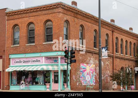 Historisches Downtown Leavenworth KS Kansas Shopping District Stockfoto