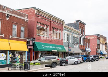 Historisches Downtown Leavenworth KS Kansas Shopping District Stockfoto