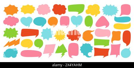 Sprechblase Comic-Chatbox-Set. Buntes Meldungsfeld für leere Designelemente im Dialogfeld Wolken. Speech Thought blobt Comics, Ballon Banner für Speak Text. Karikaturvektor-Illustration isoliert Stock Vektor