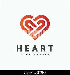 Abstraktes Logo mit rotem Herz. Das Logo ist so gestaltet, dass es Liebe und Zuneigung repräsentiert. Sehr geeignet für den Einsatz in verschiedenen Kontexten, wie z. B. Marketingmaterialien, Stock Vektor