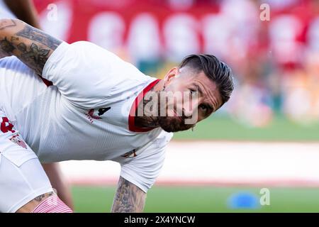 Sevilla, Spanien. Mai 2024. Sergio Ramos vom Sevilla FC wurde während des La Liga EA Sports Matches zwischen Sevilla FC und Granada CF im Ramon Sanchez Pizjuan Stadion gesehen. Finale: Sevilla FC 3:0 Granada CF Credit: SOPA Images Limited/Alamy Live News Stockfoto