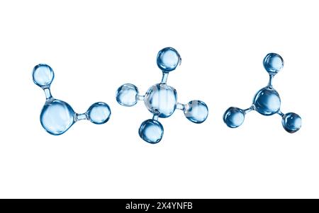 Blaue Molekülstruktur, Hautpflege und biomedizinisches Konzept, 3D-Rendering. 3D-Abbildung. Stockfoto