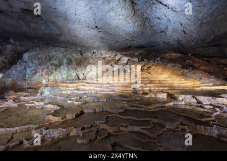 Akiyoshido Höhle. Eine Höhle im Akiyoshidai Quasi-Nationalpark, Yamaguchi, Japan. Stockfoto