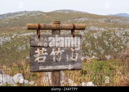 Mt. Wakatakeyama, Akiyoshidai Karstplateau. Akiyoshidai Quasi-Nationalpark. Stockfoto