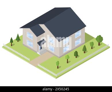 Isometrisches Gebäude. Wohnhaus-Symbol. Vektorabbildung. Eps 10. Stock Vektor