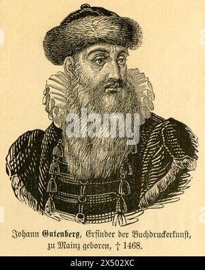 Johannes Gutenberg, Buchdrucker, das URHEBERRECHT DES KÜNSTLERS MUSS NICHT GELÖSCHT WERDEN Stockfoto