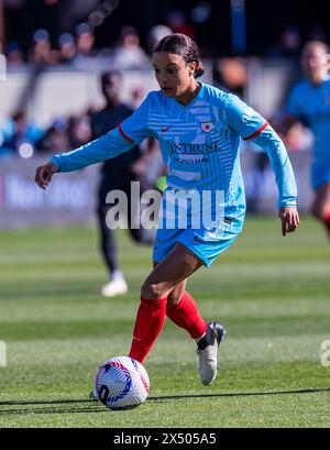 5. Mai 2024 San Jose, CA USA Chicago Red Stars Stürmer Mallory Swanson (9) tritt während des NWSL-Spiels zwischen den Chicago Red Star und dem Bay FC auf. Chicago Beat Bay FC 2-1 im Pay PAL Park San Jose Kalifornien Thurman James/CSM Stockfoto