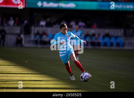 5. Mai 2024 San Jose, CA USA Chicago Red Stars Stürmer Mallory Swanson (9) tritt während des NWSL-Spiels zwischen den Chicago Red Star und dem Bay FC auf. Chicago Beat Bay FC 2-1 im Pay PAL Park San Jose Kalifornien Thurman James / CSM Stockfoto