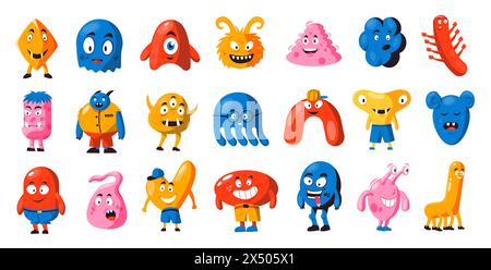 Lustige Monster Shapes Kollektion für Kinderspielzeug Stock Vektor
