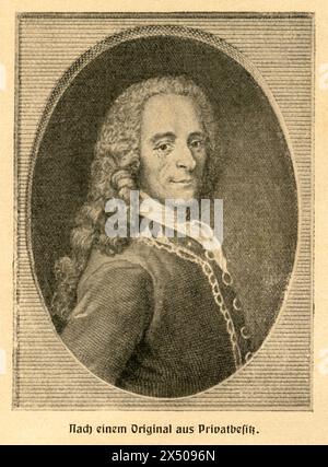 Voltaire (Francois Marie Arouet), 1694/1778, französischer Autor, URHEBERRECHT DES KÜNSTLERS MUSS NICHT GELÖSCHT WERDEN Stockfoto