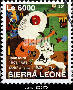 "Dutch Interior" von Joan Mirò auf Briefmarke Stockfoto