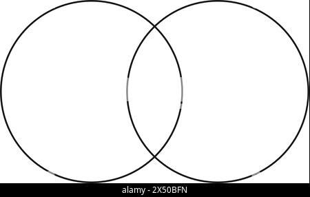 Beziehungsvenn-Diagramm mit zwei sich schneidenden Kreisen. Stock Vektor