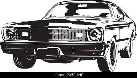 Oldtimer amerikanischer zweitüriger Muscle Car von 1973 Silhouette Vektor Illustration Stock Vektor