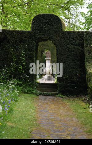 Blick durch eine Hecke Stockfoto