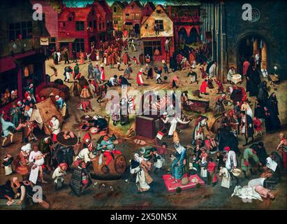 Pieter Brueghel der Jüngere, der Kampf zwischen Karneval und Fastenzeit, Malerei in Öl auf Holz, vor 1638 Stockfoto