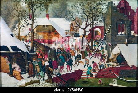 Pieter Brueghel der Jüngere, die Anbetung der Könige im Schnee, Ölgemälde auf Holz, vor 1638 Stockfoto