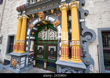 Weser-Renaissance-Portal des Rathauses, Hannoversch Münden, Niedersachsen, Deutschland, Europa Stockfoto