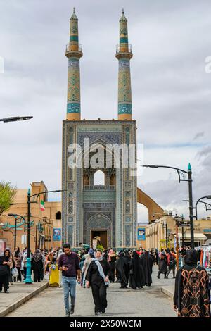 Yazd, Iran - 25. März 2024: Die Jameh-Moschee von Yazd ist eine Moschee in Yazd, Iran. Stockfoto