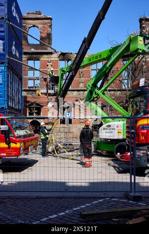 Børsen („die Börse“), nach dem Brand (16. April 2024); Kopenhagen, Dänemark Stockfoto