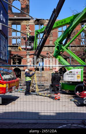 Børsen („die Börse“), nach dem Brand (16. April 2024); Kopenhagen, Dänemark Stockfoto