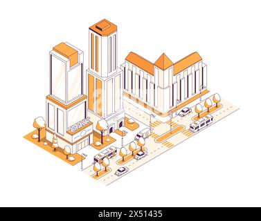 Banken- und Börsenbau - Vektorisometrische Illustration Stock Vektor