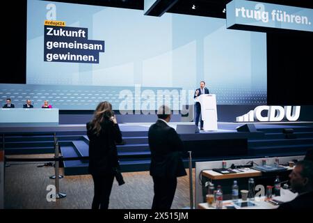 Michael Kretschmer, Ministerpraesident von Sachsen, aufgenommen im Rahmen des Parteitages der CDU Deutschlands 2024 in Berlin, 06.05.2024. Berlin Deutschland *** Michael Kretschmer, Ministerpräsident von Sachsen, fotografiert auf der CDU-Parteitagung 2024 in Berlin, 06 05 2024 Berlin Deutschland Copyright: xphotothek.dex Stockfoto