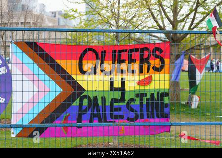 Protestaktionen im Lager zur Unterstützung der palästinensischen Sache während des Israel-Hamas-Konflikts in Toronto, Kanada am 5. Mai 2024 Stockfoto