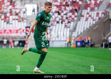 Lodz, Polen. Mai 2024. Piotr Samiec-Talar von Slask feiert, nachdem er im polnischen PKO Ekstraklasa League-Spiel zwischen LKS Lodz und Slask Wroclaw im Wladyslaw Krol Municipal Stadium ein Tor geschossen hat. Endpunktzahl; LKS Lodz 1:2 Slask Breslaw Credit: SOPA Images Limited/Alamy Live News Stockfoto