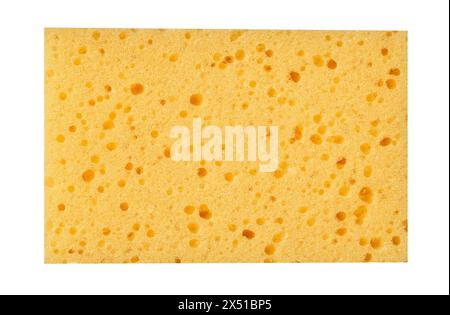 Abstrakt geprägter gelber Hintergrund - die Oberfläche eines weichen Sanitärschwamms Stockfoto