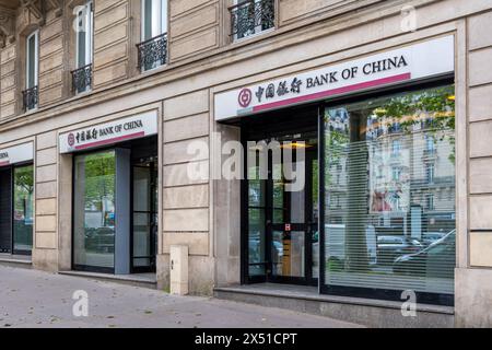 Außenansicht eines Büros der Bank of China (Pariser Niederlassung, Frankreich). Die Bank of China Limited (BOC) ist eine der vier großen staatseigenen Geschäftsbanken Chinas Stockfoto