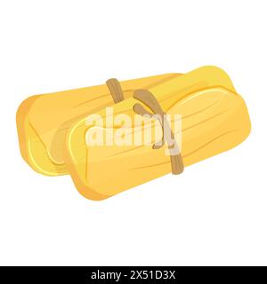 Traditionelles mexikanisches Essen Tamale isoliert auf weißem Hintergrund Stock Vektor Illustration. Farbenfrohe Vorspeisen für Design und Menü. Stock Vektor