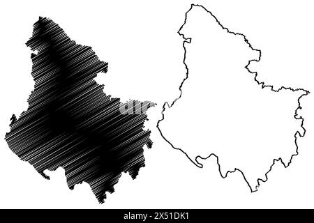 Bezirk Rohrbach (Republik Österreich oder Österreich, Oberösterreich oder Oberösterreich) Kartenvektordarstellung, Scribble Sketch Bezirk Rohrbach Stock Vektor